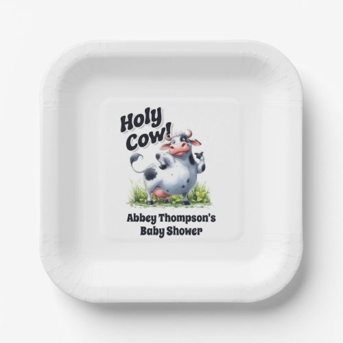 Funny Holy Cow Baby Shower Paper Plates