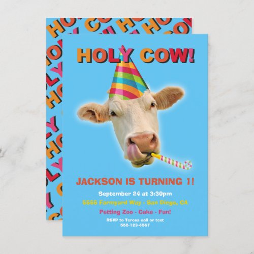 Funny Holy Cow Birthday Party Invitation