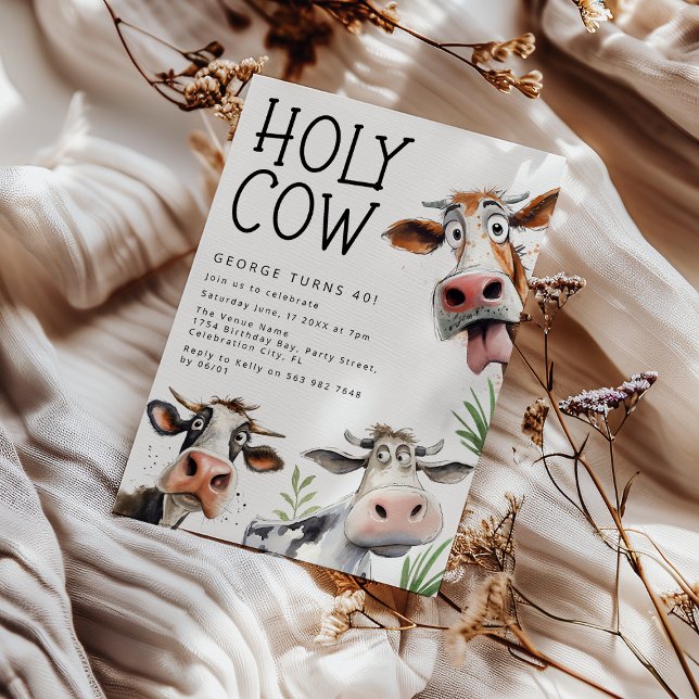 Funny Holy Cow Birthday Party Invitation (Creator Uploaded)