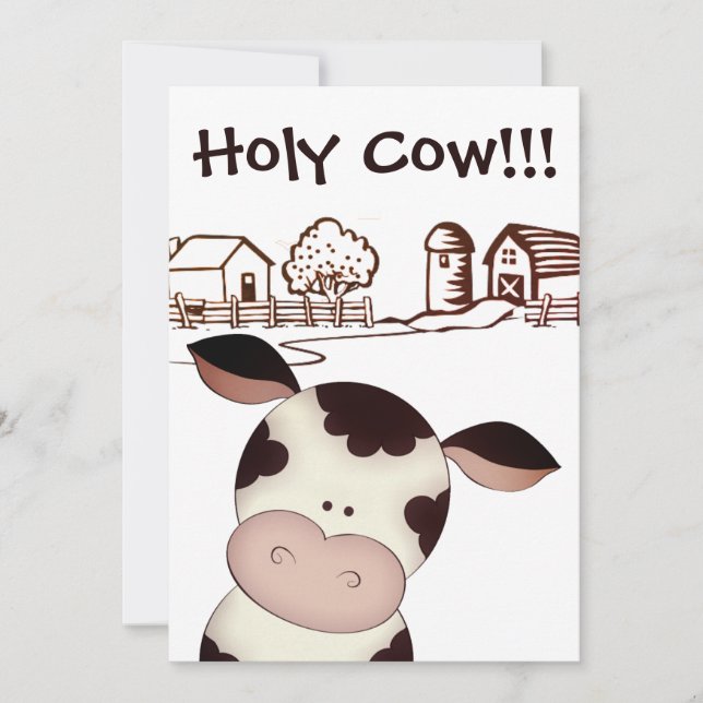 Funny Holy Cow Farm Humorous 40th Birthday Party Invitation (Front)