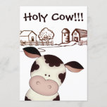 Funny Holy Cow Farm Humorous 50th Birthday Party Invitation<br><div class="desc">This Holy Cow!!! you're old 50th birthday party invitation features a funny cow in shock over the old age. There is charming line drawn farm in the background. The back also features the word art "MOOO!" with the humorous cow lying on top. Along with all the party details, the age...</div>