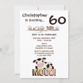 Funny Holy Cow Farm Humorous 60th Birthday Party Invitation (Back)
