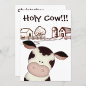 Funny Holy Cow Farm Humorous 70th Birthday Party Invitation (Front/Back)