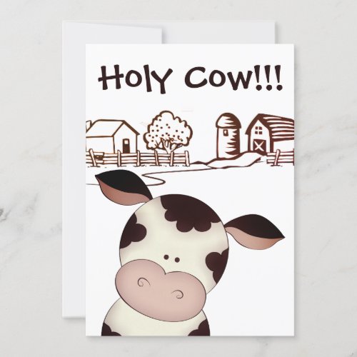 Funny Holy Cow Farm Humorous 70th Birthday Party Invitation