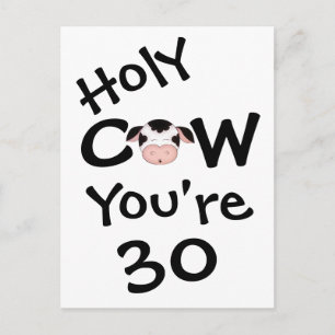 Funny Holy Cow You're 30 Birthday Postcard