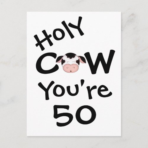 Funny Holy Cow Youre 50 Birthday Postcard