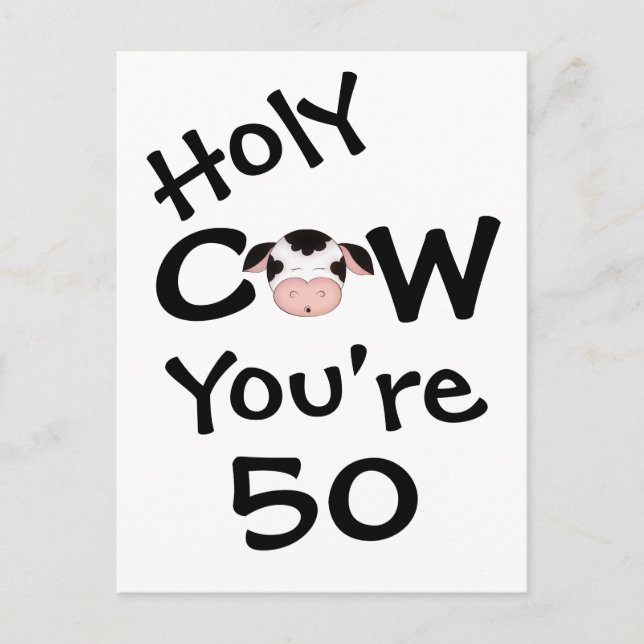 Funny Holy Cow You're 50 Birthday Postcard (Front)