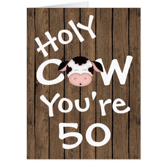 Funny Holy Cow You're 50 Humorous BIG Birthday Card (Front)
