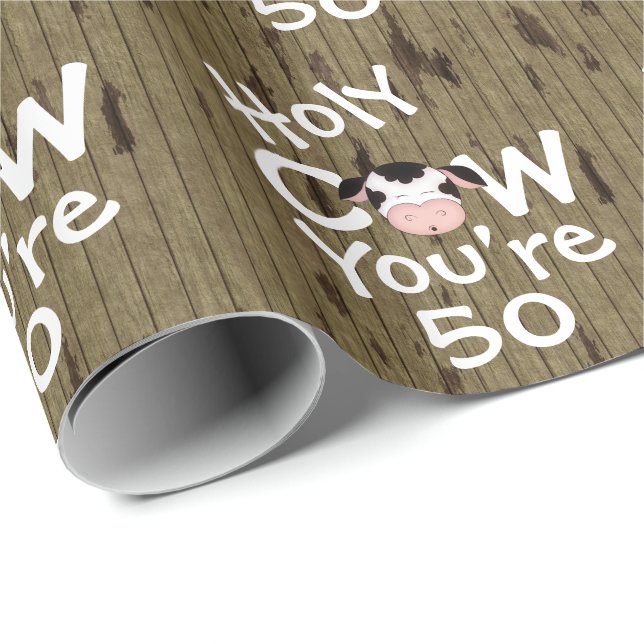 Funny Holy Cow You're 50 Humorous Birthday Wrapping Paper (Roll Corner)