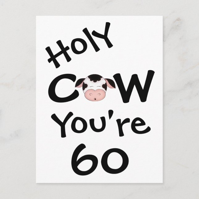 Funny Holy Cow You're 60 Birthday Humorous Postcard (Front)