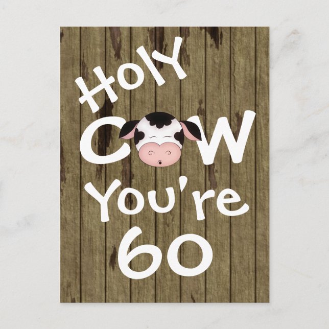 Funny Holy Cow You're 60 Birthday Postcard (Front)