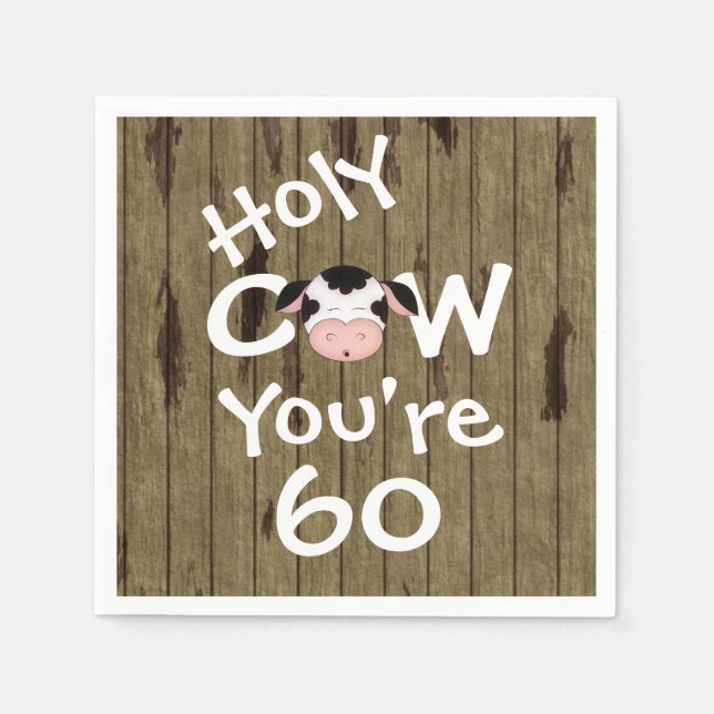 Funny Holy Cow You're 60 Humorous Birthday Napkins (Front)