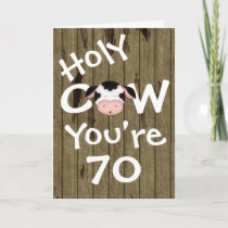 Funny Holy Cow You're 70 Humorous Birthday Card