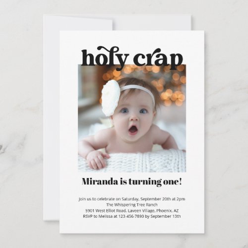 Funny Holy Crap Girl or Boy First Birthday Party Invitation