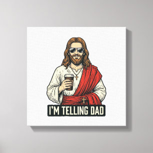 Funny Holy Father Coffee Vintage Engraving Shirt D Canvas Print