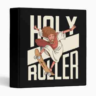 Funny Holy Roller Skateboarding Jesus 3 Ring Binder