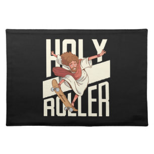 Funny Holy Roller Skateboarding Jesus Cloth Placemat