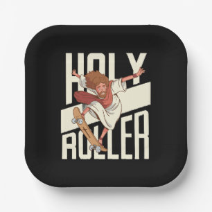 Funny Holy Roller Skateboarding Jesus Paper Plates