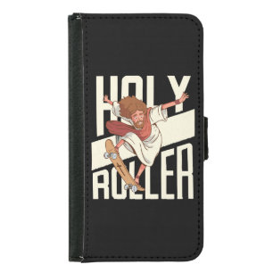 Funny Holy Roller Skateboarding Jesus Samsung Galaxy S5 Wallet Case
