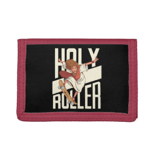 Funny Holy Roller Skateboarding Jesus Tri-fold Wallet