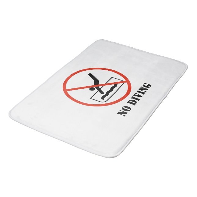 Funny home decor White NO DIVING Bathroom Mat (Angled)