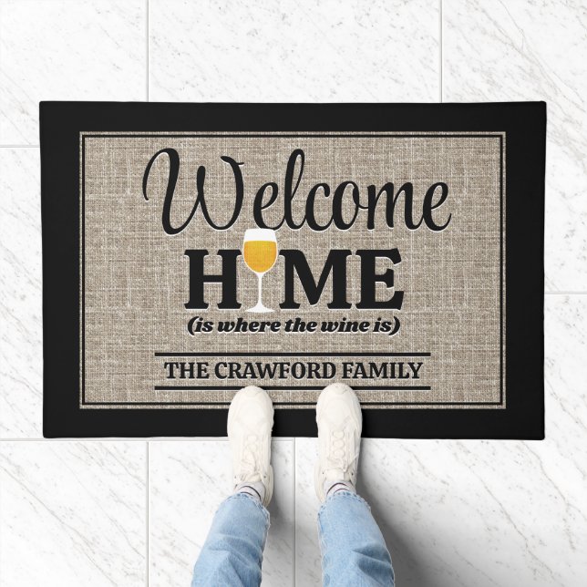 Funny Home Is Where the Wine Is Welcome Doormat (Indoor)