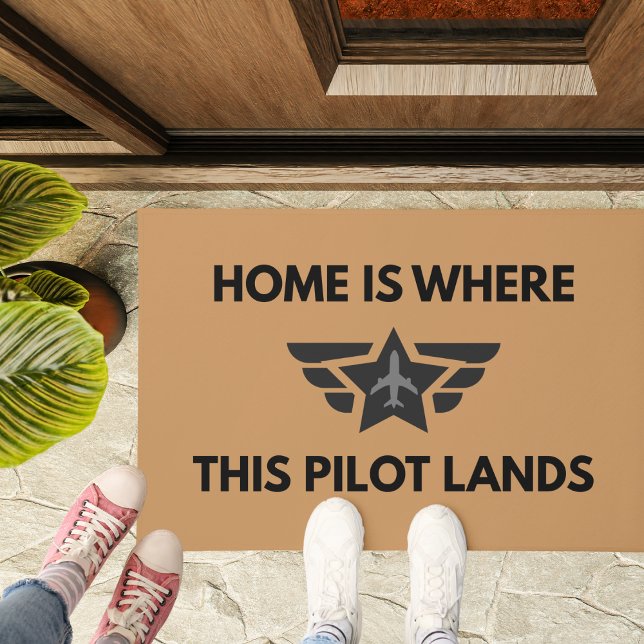 Funny Home Where This Pilot Lands Plane Welcome  Doormat (Creator Uploaded)