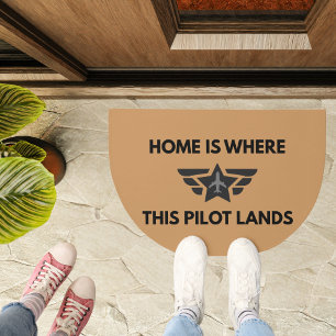 Funny Home Where This Pilot Lands Plane Welcome Doormat