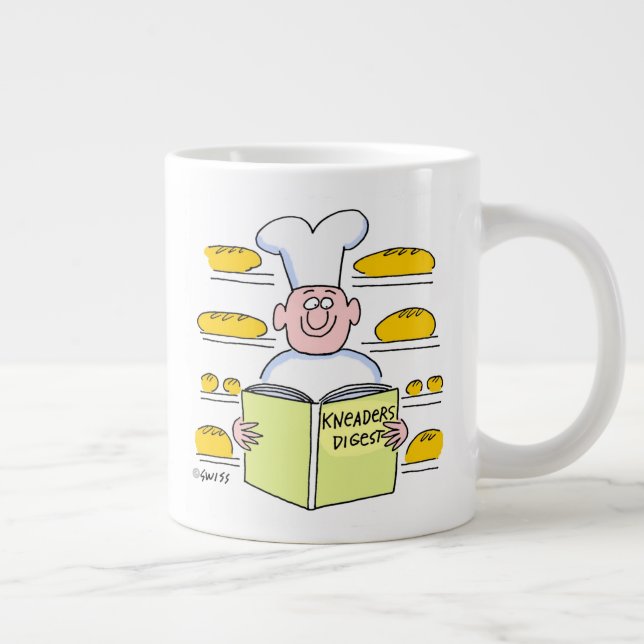 Funny Homebaked Homemade Bread Baker Cartoon Giant Coffee Mug (Right)