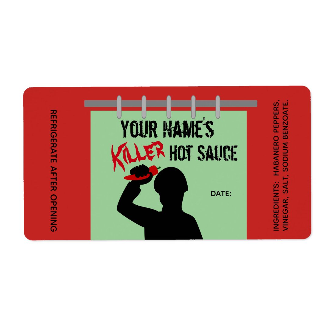 Funny Homemade Hot Sauce Labels Killer Custom Zazzle