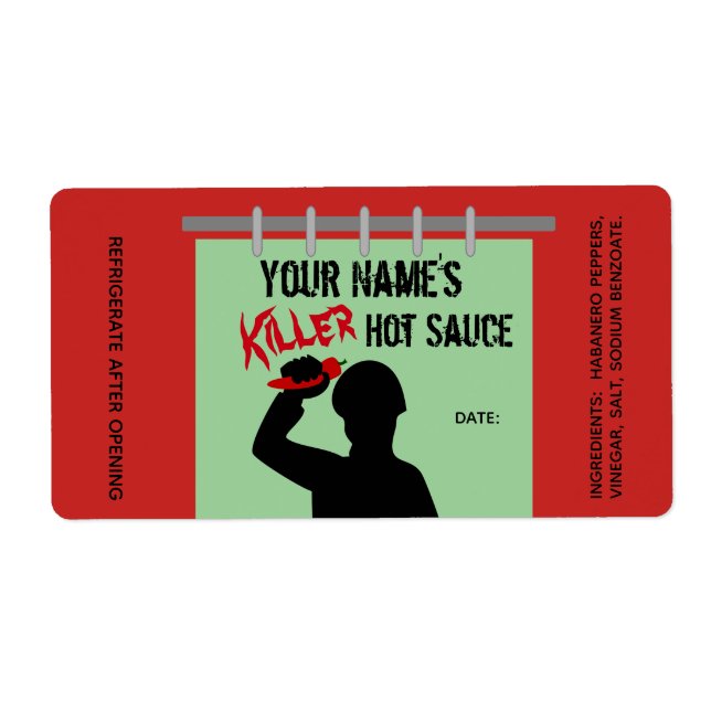 Funny Homemade Hot Sauce Labels Killer Custom (Front)
