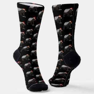 Funny Honey Badger Animal Santa Christmas Socks