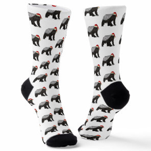 Funny Honey Badger Badass Santa Christmas Socks