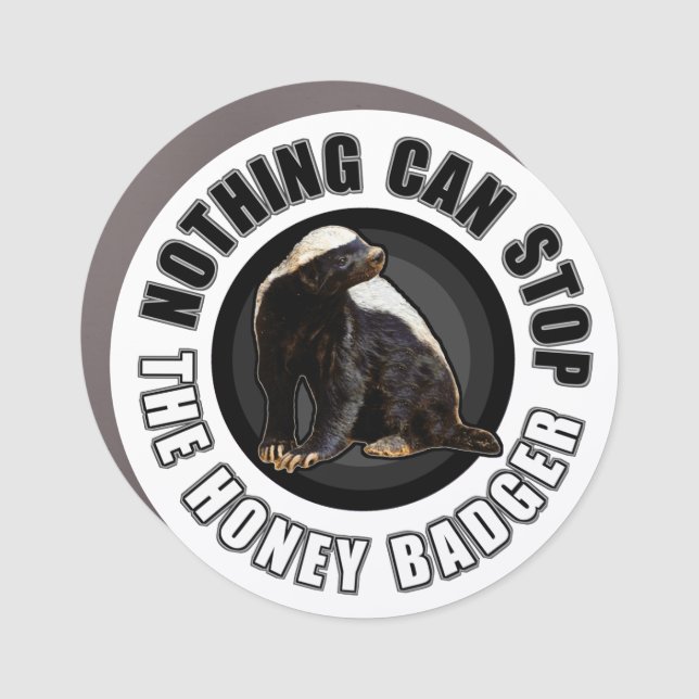 Funny Honey Badger Circle Design Car Magnet (Front)