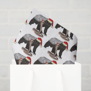 Funny Honey Badger & Cobra Santa Christmas Tissue Paper
