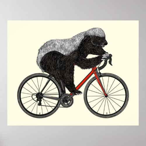 Funny Honey Badger Cycling Badass Animal Cyclist Poster