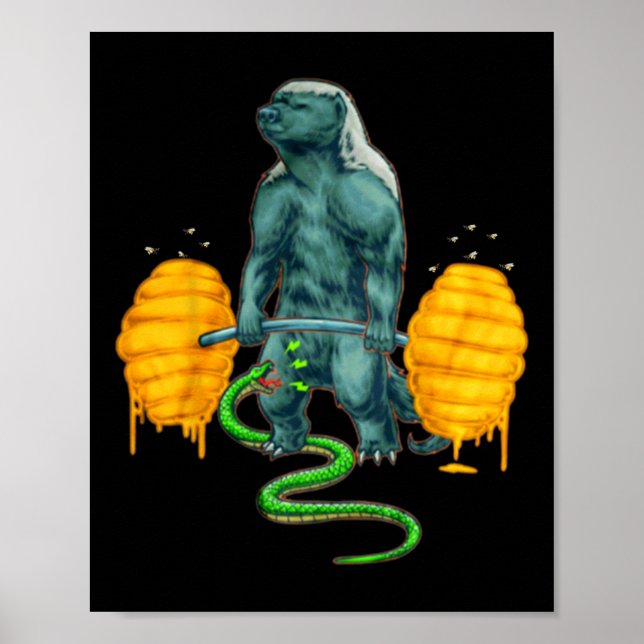 Funny Honey Badger Deadlifting Weightlifting Bodyb Poster (Front)