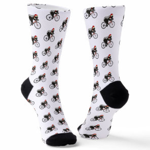 Funny Honey Badger Santa Cyclist Christmas Socks