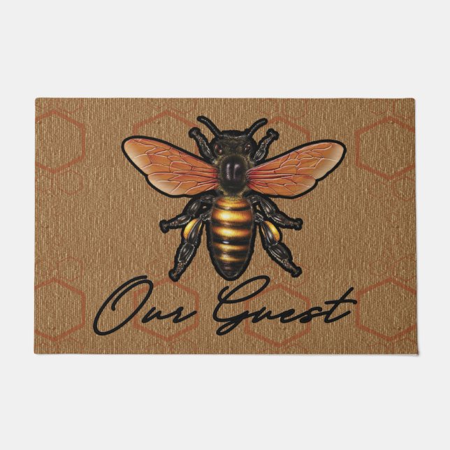 Funny Honey Doormat, Bee Doormat, Bee Outdoor Mat (Front)