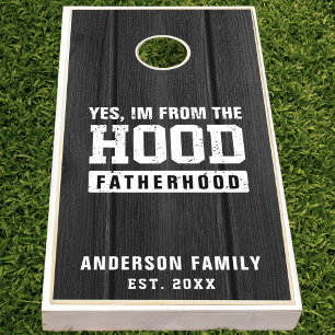Funny Hood Fatherhood Father's Day Wood Cornhole Set