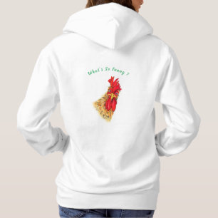 Funny Hoodie with Curious Rooster - Custom Text