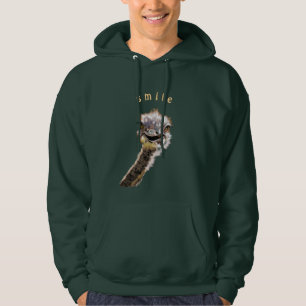 Funny Hoodie with Playful Happy Ostrich - Smile