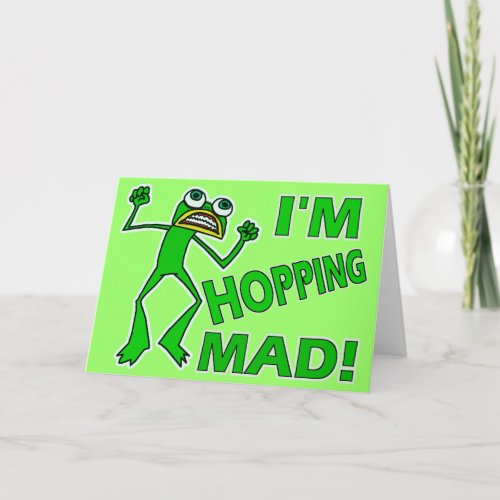 Funny Hopping Mad Frog Pun Card