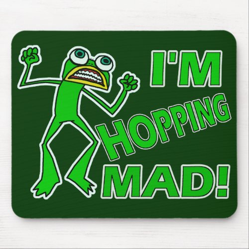Funny Hopping Mad Frog Pun Mouse Pad
