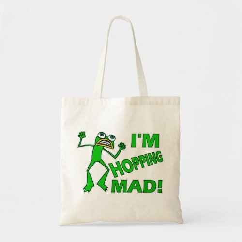 Funny Hopping Mad Frog Pun Tote Bag