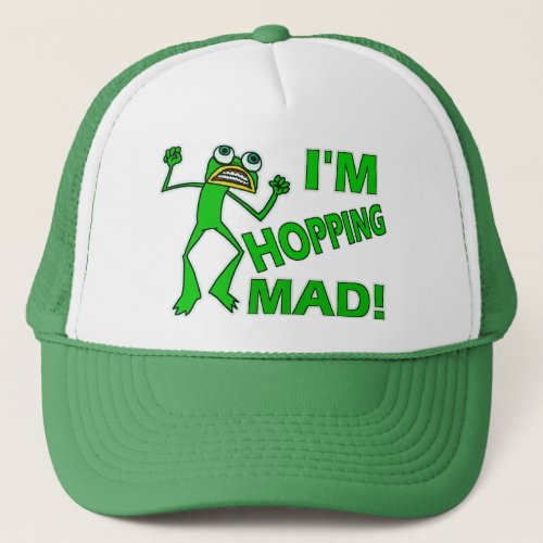 Funny Hopping Mad Frog Pun Trucker Hat