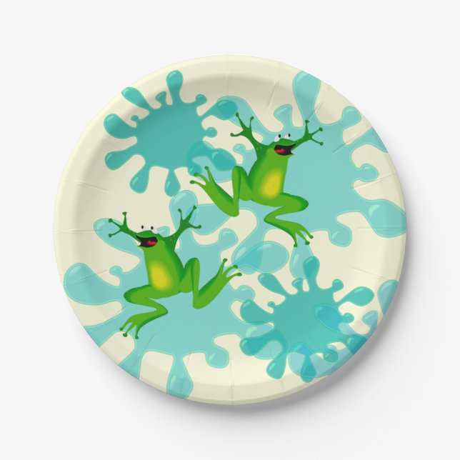 Funny Hoppy Birthday Frog 7" Party Plate (Front)