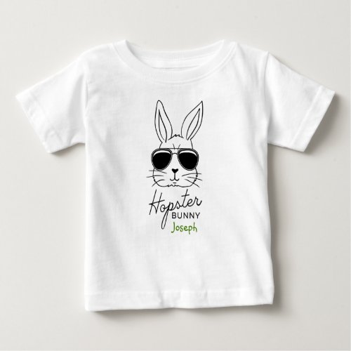 Funny Hopster Bunny Happy Easter Baby T_Shirt