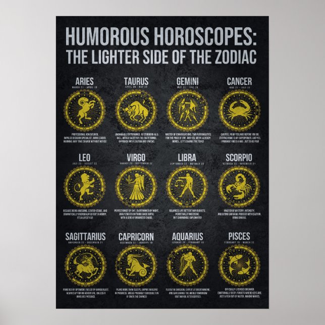 Funny Horoscopes, Funny Zodiac Sign Humor (Front)