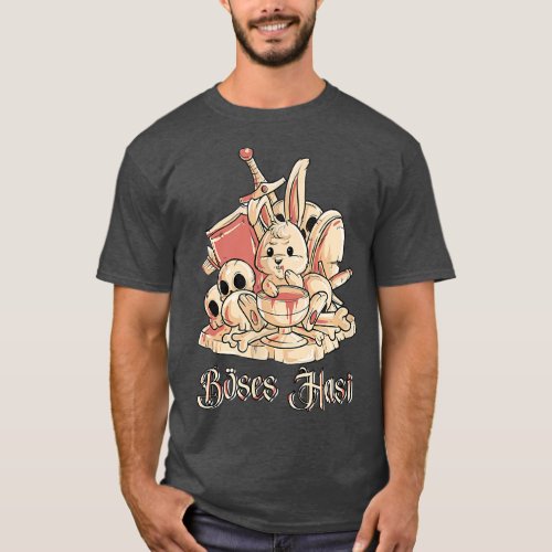 Funny horror bunny named Evil Bunny with blood cup T_Shirt